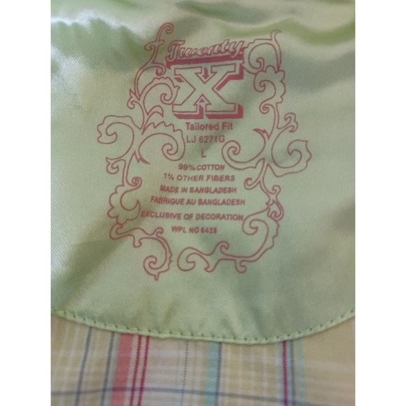 Twenty X Women's L/S plaid Pearl Snap Tailored Fit Blouse. L Pink/Yellow - Picture 5 of 8